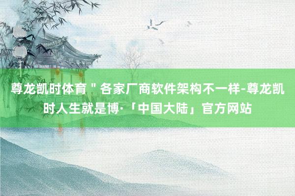 尊龙凯时体育＂各家厂商软件架构不一样-尊龙凯时人生就是博·「中国大陆」官方网站