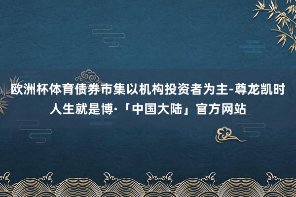 欧洲杯体育债券市集以机构投资者为主-尊龙凯时人生就是博·「中国大陆」官方网站