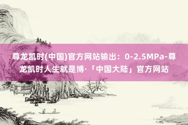 尊龙凯时(中国)官方网站输出：0-2.5MPa-尊龙凯时人生就是博·「中国大陆」官方网站